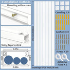 236in Cord Hider Kit, Cord Covers for Wires on Wall, Long, Large, Cord Hider for Wall Mount tv, Paintable Cable Raceway, tv Cable Hider Wall kit, Wire Covers for Cords,6X(L39.4in W0.95in H0.5in) White