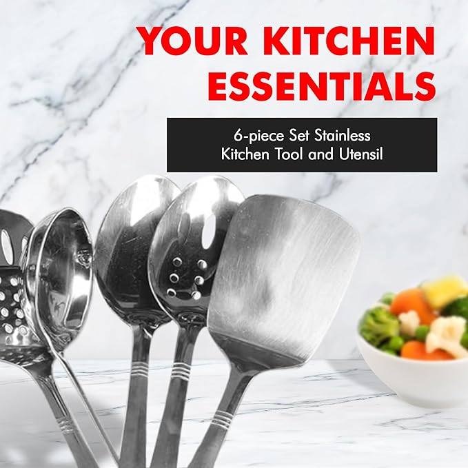 Chef Craft Select Kitchen Tool and Utensil Set, 6 Piece Set, Stainless Steel