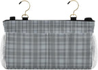 Bedside Caddy Hanging Bunk Bed Caddy Bed Organizer Hanging Pocket with 2 Hooks Bedside Storage Organizer Pocket Bag Holder Grey Plaid