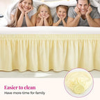 RIMELA Bed Skirt Queen Size 12 Inch Drop, Wrap Around Elastic Bedskirt Solid Microfiber Luxury Hotel Quality Fabric, Easy to Install Machine Washable Wrinkle & Fade Resistant, Light Yellow