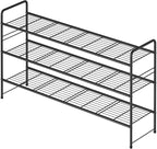 3 Tier Shoe Rack for Closet, 44 Inch Extra Long Shoe Storage Organizer for Shelves, Heavy Duty Metal, Easy Assembly, Black