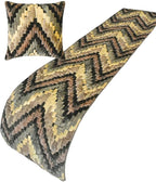 The HomeCentric King/Queen/Twin Beige Designer Twin 53"x18" Bed Runner Without Pillow Cover, Abstract, Chevron, Quilted Bed Scarf on Suede Velvet Fabric - Paramount