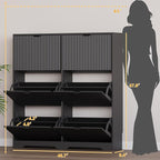 BORNOON Large Shoe Cabinet for Entryway, Tall Narrow Shoe Storage Cabinet with 6 Flip Drawers and Adjustable Shelves, Shoe Rack Cabinet Organizer for Hallway, Foyer, Small Apartment