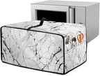Toaster Oven Dust Cover with Pockets, Stain-resistant Kitchen Electrical Appliance Cover Countertop Ovens Decorations, S, 14.5 x 18.5 x 9 Inches, White Marble Black Crack