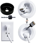 ECHOGEAR in-Wall Cable Management Kit for Power & Low Voltage Cords – Hide TV Wires Behind the Wall – Includes 3.75” Diameter x 3.25” Depth Modules, 6ft Extension Cord, Drywall Hole Saw Attachment