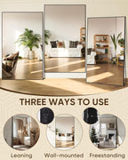 Antok Full Length Mirror, 82"x44" Floor Mirror, Floor Standing Freestanding Full Body Mirror with Stand for Bedroom, Hanging Mounted for Living Room Cloakroom, Black