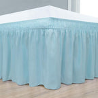 Light Blue Wrap Around Bed Skirts with 16" Drop - Three Sides Fabric Adjustable Elastic Dust Ruffle Silky Soft -600 TC Stretchy Bed Skirt-RV King(72"X 80") Light Blue