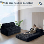 MAXYOYO Folding Sofa Bed, Convertible Chair with Pillow Foldable Couch with Back Support, Portable Fold Out Chair Bed Comfy Floor Sofa Lounge for Living Room Bedroom, Black Double