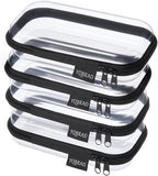 YQBRAO 4-Pack Clear Hard Shell Zipper Case, 1.2mm Ultra-Thick Diaper Bag Organizer Pouches, Rigid Self-Standing Travel Makeup Bags with YKK Zippers, TSA Approved, Black