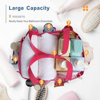 F-color Shower Caddy Portable - Mesh Shower Bag Basket Tote for College Dorm Room Essentials Bathroom Gym Camp Quick Dry for Women Men with S Hook, Pink Flamingo