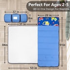 Primlect Lightweight Toddler Nap Mat Perfect for Warm Sleepers, Portable Sleeping Bag with Removable Pillow and Fleece Blanket, Washable, Great for 3 Seasons, Daycare, Preschool, Boy and Girls