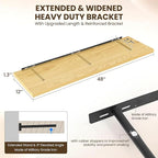 Dreamland 48" Floating Shelves for Wall, 12" Deep Slim Oak Floating Shelves, Wall-Mounted Shelves for Bedroom, Living Room, Kitchen, Bathroom - Set of 2