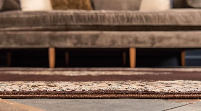 Unique Loom Reza Collection Traditional Persian Style Area Rug, 8 x 10 ft, Brown/Ivory
