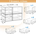 YFXCVSL Clear Stackable Storage Drawers, Acrylic Makeup Organizer with 7 Drawers, Bathroom Organizers and Storage, Plastic Bins for For Vanity, Undersink, Kitchen Cabinets, Pantry