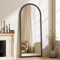 28"x71" Antique Arched Full Length Mirror, Vintage Beaded Decorative Floor Full Body Dressing Mirror as Room Decor Hanging Leaning Standing for Living Room, Bedroom, Vanity Area