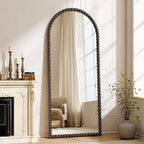 28"x71" Antique Arched Full Length Mirror, Vintage Beaded Decorative Floor Full Body Dressing Mirror as Room Decor Hanging Leaning Standing for Living Room, Bedroom, Vanity Area
