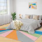 Boho Sun Area Rugs 5x7ft, Abstraction Deco Rugs for Living Room, Minimalist Sunburst Floor Rug Sturdy and Non-Shedding for Bedroom Hardwood Floors Teen Room