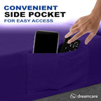 DREAMCARE Queen Sheet Set – 4 pcs Cooling Sheets – up to 21” Extra Deep Pocket Queen Sheets – Hotel Luxury Sheets & Pillowcases – Superior Softness 100% Fine Microfiber with Side Pocket – Purple