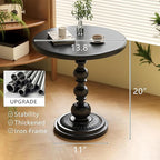 Funecy Metal Small End Table, Vintage Matte Black Round Side Table Nightstand