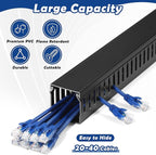 ZhiYo 2x2in Cable Raceway, 6ft Server Rack Cable Management Under Desk Cord Organizer, Electrical Safe PVC Cable Hider Open Slot Wire Raceway for Network/PC/TVs, Wire Duct Black