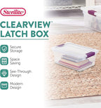 Sterilite 12-Pack ClearView Latch Box, Clear Stackable Organizer Bins with Lids, 6 Qt – Small Plastic Tote Containers for Closet, Office, Bedroom, Shelving Units and Home Storage Organization