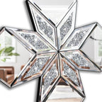 Crushed Diamond Decorative Mirror 2 Pack 16.75x16.75” Diamond Shape Glass Decor Wall Mirror for Home Decor, Accent Mirror