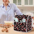Christmas Mixer Cover Compatible for 4.5-5 Quart Kitchen Mixer Decorative Kitchen Appliance Dust Cover with Top Handle and Accessories Pocket Christmas Decoration