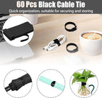 190-Piece Cable Management Kit, 100 R-Type Clips 60 Reusable Cable Ties 30 Multi-Slot Wire Holders, Self-Adhesive Cord Organizer for Desk, Under Desk, Nightstand, Gaming Setup, Office & Home