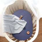 lulumoon Baby Muslin Bassinet Sheets: Cotton Bassinet Sheets Neutral for Boys and Girls - Fitted for Oval Rectangle or Hourglass