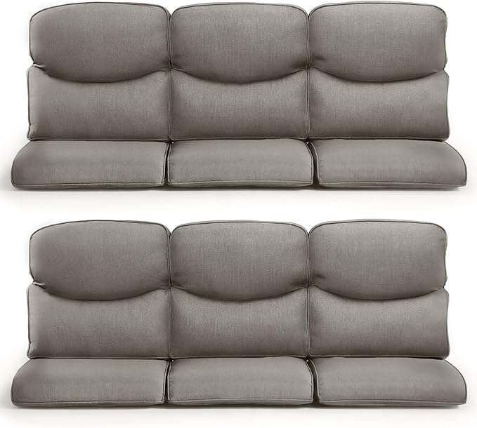 Patio Chair Cushions 6 Packs - Outside High Back Thick Water-Resistant Cushion 22x24 with Zipper Cover for Outdoor Glider Rocking Chairs Loveseat 3-Seater Couch Sofa – Grey/Crescent