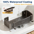 Shower Caddy, No-Drilling Adhesive Shower Shelves with Hooks, Waterproof & Rustproof Removable Shower Organizer Storage for Bathroom Kitchen