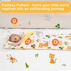Viviland Toddler Nap Mat with Pillow and Minky Dot Blanket, Rolled Sleeping Mat/Slumber Bag for Girls Boys, Kids Nap Mat for Preschool, Daycare, Kindergarten, Travel Camping - Zoo Animal