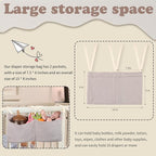 Dormitory Bed-Bunk Organizing Bag Nappy-bags Organizer Bedside Hanging Bags Milk Bottle Bib-Storage Bag Crib Organizer Bag Baby Nappy-Bag cotton (Light grey)