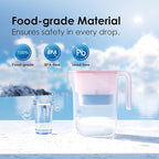 Waterdrop PT-05P-A Alkaline Water Filter Pitcher, 7-Cup, Mineralized Alkaline Water, Healthy, Clean & Toxin-Free, Up to 100 Gallons, Up to pH 9.5, BPA-Free, for Fridge, Countertop & Gift, Pink
