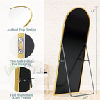Full Length Mirror with Stand, 71"x26" Arched Full Body Mirror, Large Stand Up Mirrors, Aluminum Frame Floor Standing Mirrors, Freestanding Hanging Leaning Mounted for Bedroom Living Room, Gold