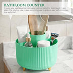KONVINIT Pencil Pen Holder for Desk, 5 Slots 360-Degree Rotating Desktop Organizer, Cute Desk Organizers and Accessories for School, Home, Office and Art Supply, Mint Green