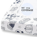 Yoofoss Pack and Play Sheets Fitted, Mini Crib Sheets 2-Pack for Pack N Play Mattress, Stretchy Playard Sheet, Soft and Breathable (Panda)