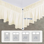 King Bed Skirt, Elastic Wrap Around Bed Skirt King Size, Bed Skirts for Adjustable Bed, Easy Fit with 14" Drop Length Tailored Drop Dust Ruffle (Light Yellow)