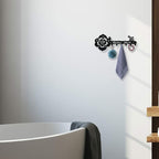 Deveosa Key Hooks Holder for Wall Decorative - Small Black Entryway Welcome Home Sign Key Hanging Hangers Wall Mounted Racks