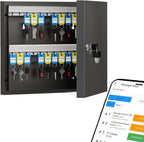 48 Key Lock Box, Key Cabinet with Key Management App (Track Key Borrow/Return), Security Key Holder Wall Mount Lockbox for School, Office, Hotel, Property Management
