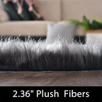 Latepis Dark Grey Round Area Rugs 8 ft Large Faux Sheepskin Fur Fluffy Washable Rug for Living Room Shag Soft Shaggy Rug for Bedroom Accent Room Carpet