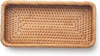 Rattan Bathroom Vanity Tray, Toilet Tank Tray, Toilet Basket Tank Topper, Bathroom Basket for Organizing and Decor (Natural, 10.2" x 4.9" x 1.6")