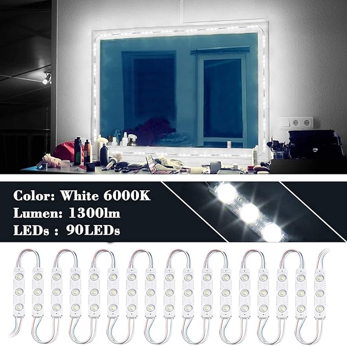 Kintion LED Vanity Mirror Lights with RF Remote, Dimmable Hollywood Style 13ft(4m), Bathroom Waterproof, for Full Body Mirror, Makeup Mirror, Vanity Mirror, Bathroom Mirror(Mirror Not Include)