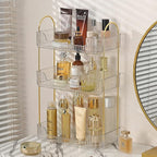 shuang qing Bathroom Counter Organizer Countertop Storage, Cosmetics Skincare Shelf, Makeup Organizer Perfume for Dresser Vanity Tray, Spice Rack for Kitchen(3 Tier-Clear)