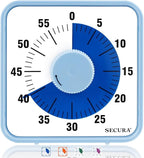Secura 60-Minute Visual Countdown Timer, 7.5-Inch Oversize Classroom Visual Timer for Kids and Adults, Durable Mechanical Kitchen Timer Clock with Magnetic Backing (Navy Blue)