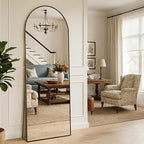 MISSDAY Arched Full Length Mirror, 64"x21" Full Body Mirror with Stand, Floor Mirror Long Free Standing, Leaning or Hanging, Aluminum Thin Frame Wall-Mounted Mirrors Wall Mirrors for Bedroom, Black