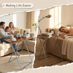 Tv Trays Folding Tv Table, Dinner Table for Eating with Sturdy Metal Frame, Small Foldable Snack Trays Table for Living Room, Couch,Sofa, Bed, No Assembly Required (Yellow Brown 2-Piece Set)
