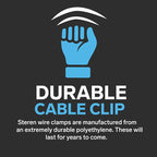 STEREN Coaxial Cable Clips - Cable Holder - Siding Clips for Hanging - Cord Holder for Desk - Cable Clamps - Cord Clip - Wire Organizer Clips - Tv Mount Screws (Black, 100 Count - Dual Screw)