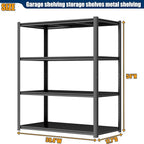 PRESTELION 54" H Storage Shelves Heavy Duty 2000LBS Garage Shelving 4-Tier Storage Rack Adjustable Shelf for Basement, Warehouse, Pantry, Closet, Kitchen 54" H x 39.4" W x 17.7" D, Black