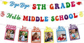 5th Grade Graduation Decorations - 3PCS Bye Bye 5th Grade Graduation Banners Photo Banner Decor, Colorful Primary Elementary School Congrats Grad Party Supplies (No-DIY)